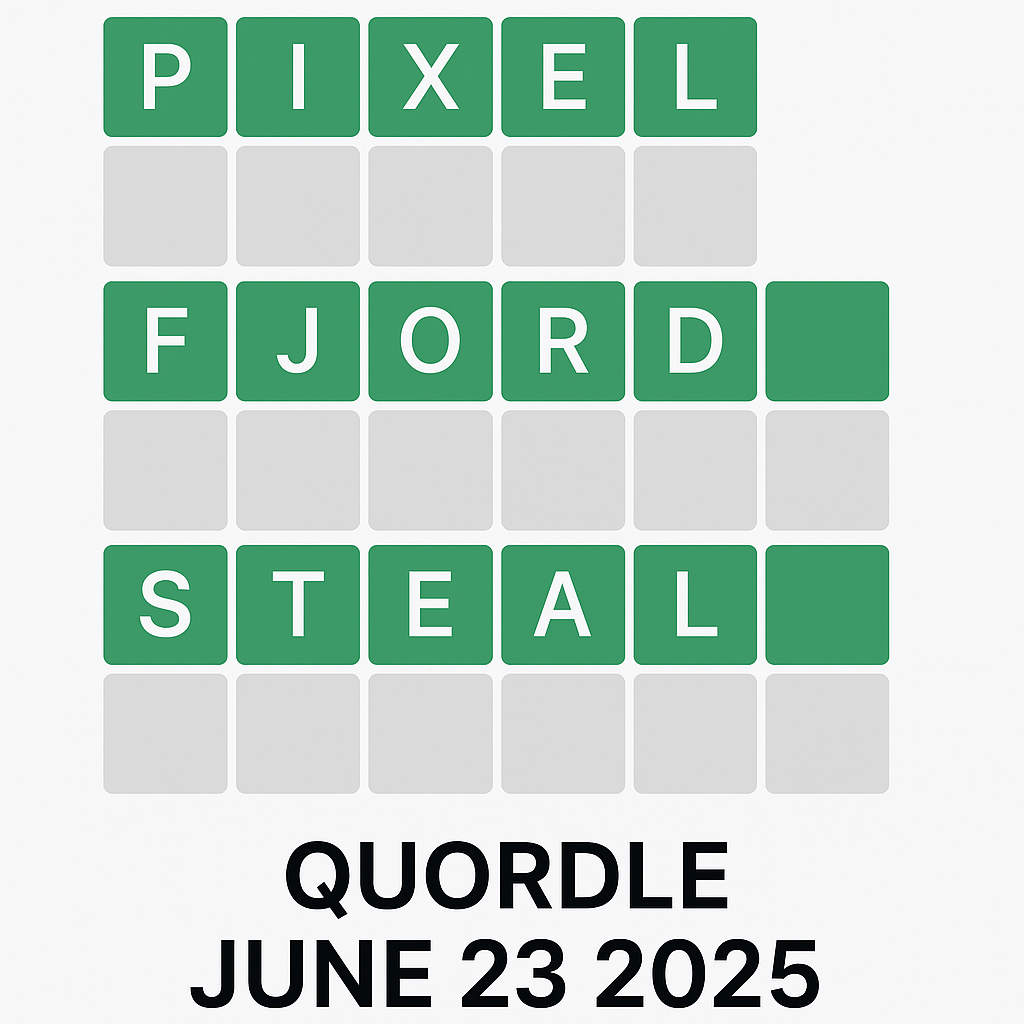 Quordle June 23 2025 Answer & Hints 3 Quordle June 23 2025 Answer & Hints