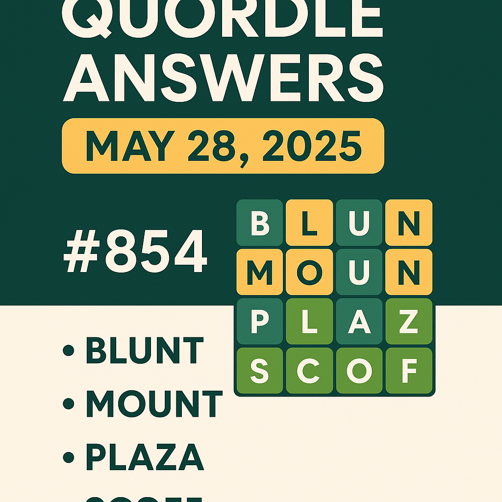 Quordle Answers Today May 28, 2025 – Puzzle #854 with Hints