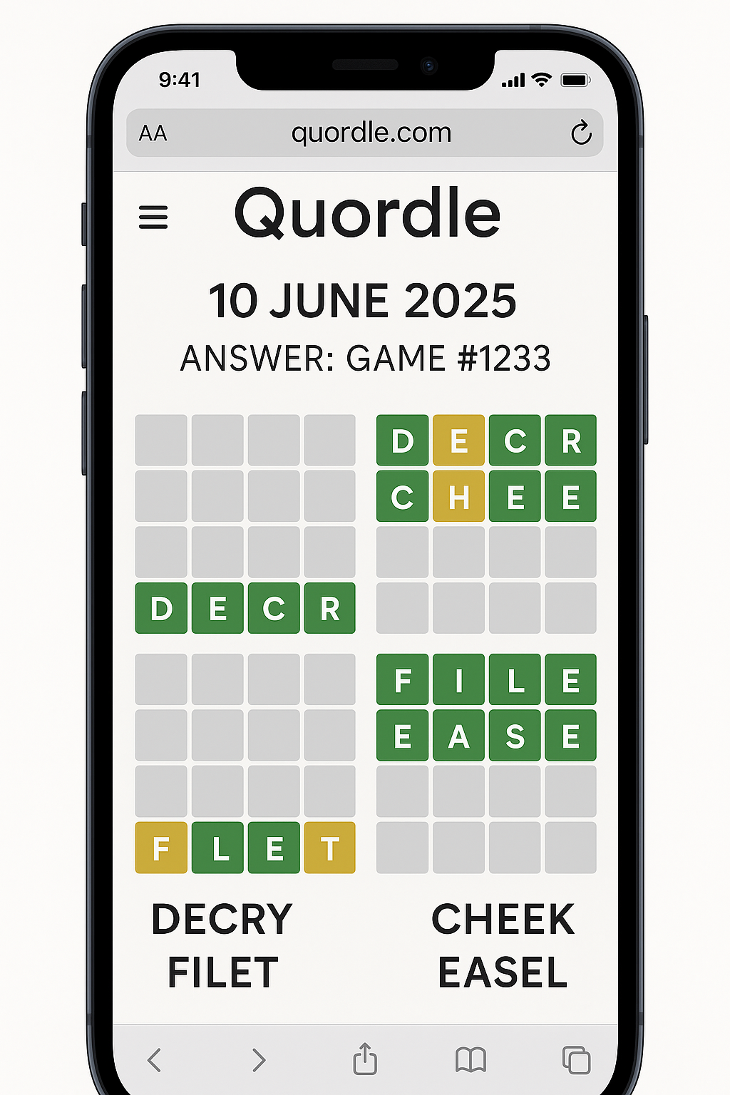 🧠 Quordle 10 June 2025 Answer & Hints (Game #1233) 3 Quordle 10 June 2025 Answer – Game #1233 Hints & Tips
