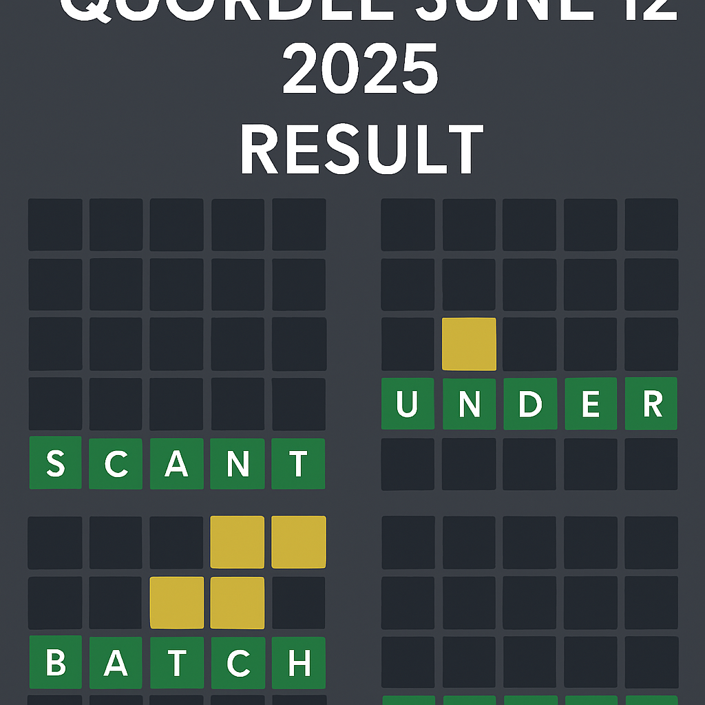 Quordle June 12 2025 Answer & Hints – Game #1235