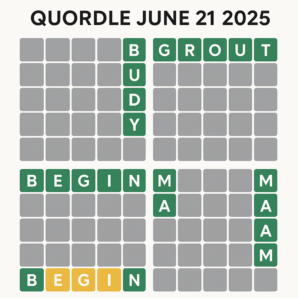 Quordle June 21 2025 Answers & Hints