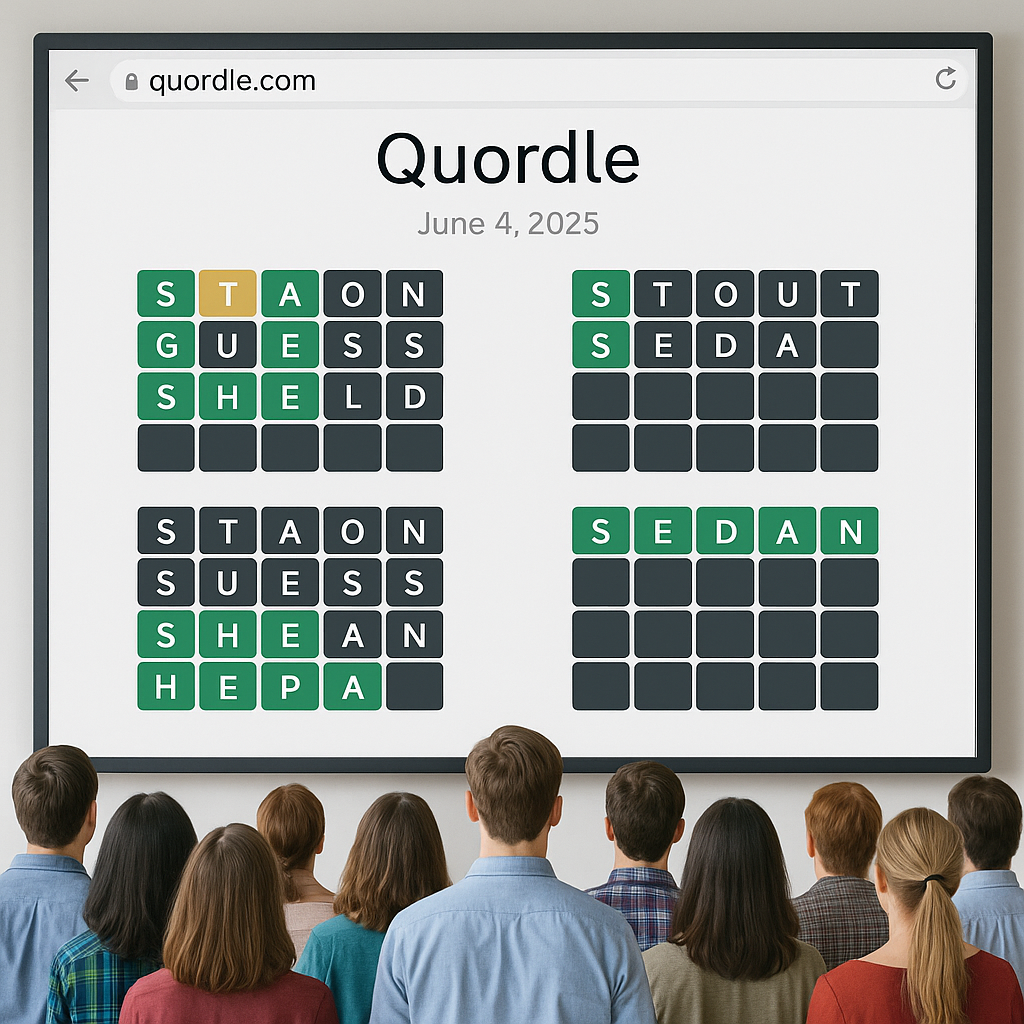 🧩 Quordle Answer for June 4, 2025 (Game #1227) 3 Quordle Answer for June 4, 2025 | Game #1227 Solutions