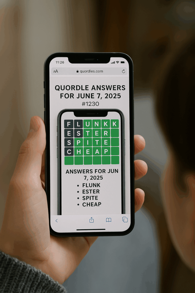 🧩 Quordle Answers for June 7, 2025 – Hints, Clues & Today’s Puzzle Breakdown 3 Quordle Answers June 7 2025 – Today’s Hints & Puzzle Breakdown